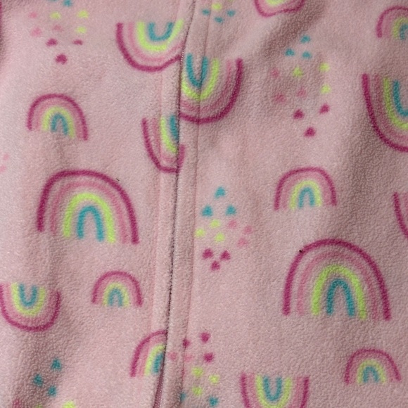 Gerber - Pink Rainbow Fleece Footie One Piece - Picture 3 of 5